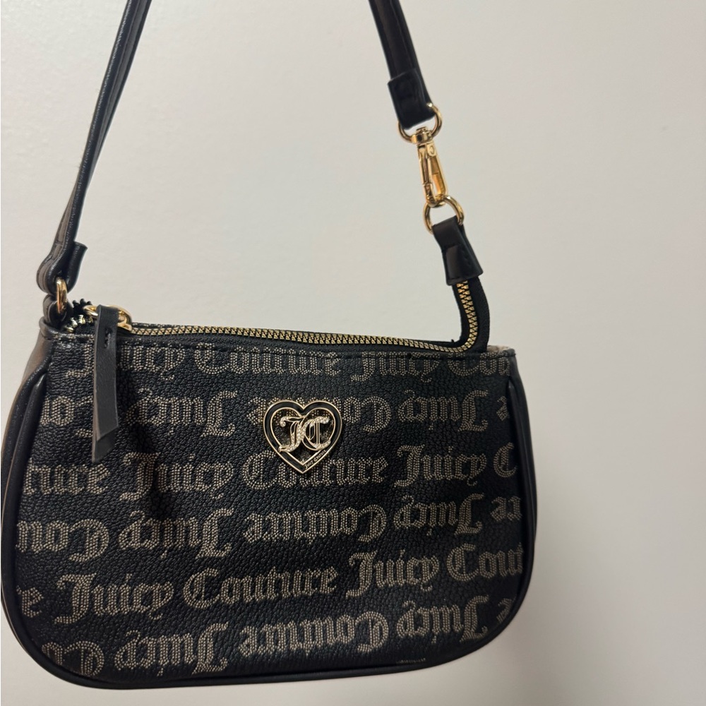 Juicy Couture Black and Gold Logo Shoulder Bag